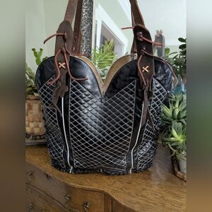 Vtg handstiched leather boot purse made from a pair of Top Hand Collection boots